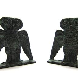 Bronze Sculpture Of Greek Owl , Athenian Metal Statue Museum Art Athena - thumbnail 2
