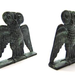 Bronze Sculpture Of Greek Owl , Athenian Metal Statue Museum Art Athena - thumbnail 3