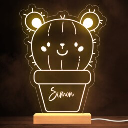 Kids Bear in A Pot Personalised Gift Warm White Lamp Night Light - thumbnail 1