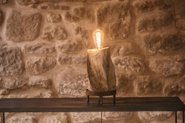 Handmade Table Lamp/Wooden Decorative Desk Bedside Recycled Wood - image 1