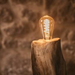 Handmade Table Lamp/Wooden Decorative Desk Bedside Recycled Wood - thumbnail 2