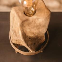 Handmade Table Lamp/Wooden Decorative Desk Bedside Recycled Wood - thumbnail 4