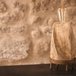 Handmade Table Lamp/Wooden Decorative Desk Bedside Recycled Wood - thumbnail 3