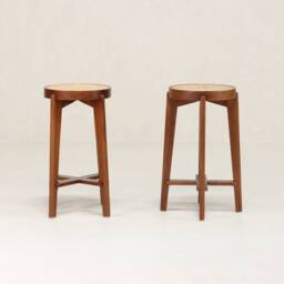 Cane Counter Stool - Teak & Handwoven Rattan - thumbnail 1