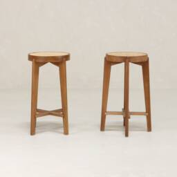Cane Counter Stool - Teak & Handwoven Rattan - thumbnail 2