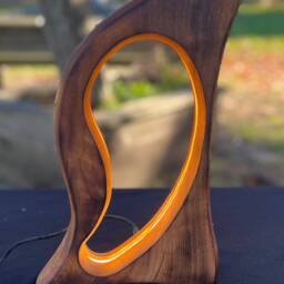 Portal - Hand-Carved Sculptural Wood Lamp - thumbnail 2