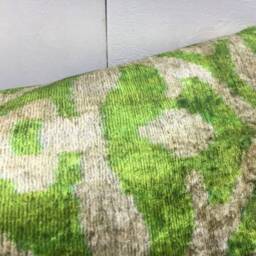 Velvet Ikat Pillow Cover, Handwoven Silk, Green Accent - 16x24 - thumbnail 3