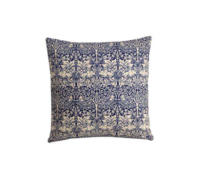 William Morris Brer Rabbit Cushion Cover Blue & White Arts & Crafts Pillow - image 1
