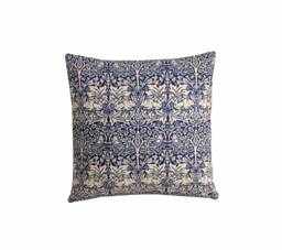 William Morris Brer Rabbit Cushion Cover Blue & White Arts & Crafts Pillow - thumbnail 1