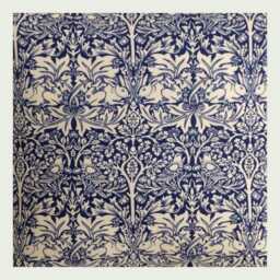 William Morris Brer Rabbit Cushion Cover Blue & White Arts & Crafts Pillow - thumbnail 2