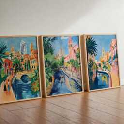 Set Of 3 San Antonio Posters, Usa Wall Art Prints, Travel Poster Set, Texas Cityscape Alamo Decor Posters - thumbnail 2