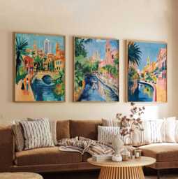 Set Of 3 San Antonio Posters, Usa Wall Art Prints, Travel Poster Set, Texas Cityscape Alamo Decor Posters - thumbnail 1