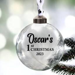 Personalised 1st Christmas Glass Bauble, Baby Gift, Baby's First Decoration, 8cm Bauble 10 Text Colours - thumbnail 4