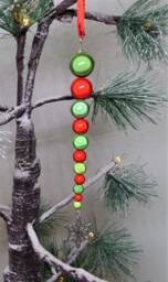 Red & Green Icicle Christmas Ornaments, Iridescent Tree Decorations, Long Hanging Ornament, Glowing Reflective Miracle Beads