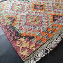 Kilim Rug Multicolour, Handmade Artisan Afghan Turkish Aztec Geometric Wool 160x93 cm - thumbnail 2