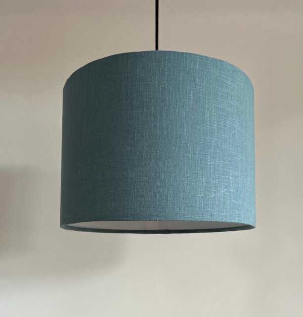 Teal Linen Drum Lampshade Textured Linen Ceiling Shade - image 1