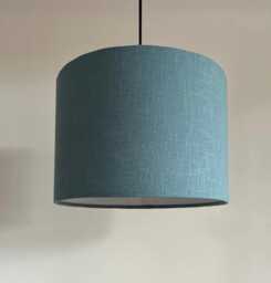 Teal Linen Drum Lampshade Textured Linen Ceiling Shade