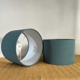 Teal Linen Drum Lampshade Textured Linen Ceiling Shade - thumbnail 3