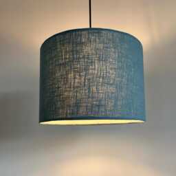 Teal Linen Drum Lampshade Textured Linen Ceiling Shade - thumbnail 2