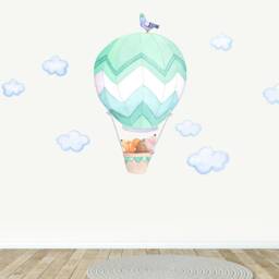 Hedgehog in A Hot Air Balloon Wall Decal For Kids Rooms & Nurseries - Peel Stick Fabric Stickers - thumbnail 3