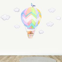 Hedgehog in A Hot Air Balloon Wall Decal For Kids Rooms & Nurseries - Peel Stick Fabric Stickers - thumbnail 2