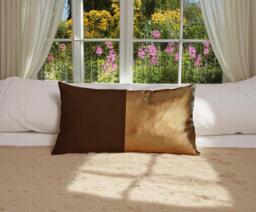 Dark Brown & Gold Faux Leather Lumbar Pillow Cover