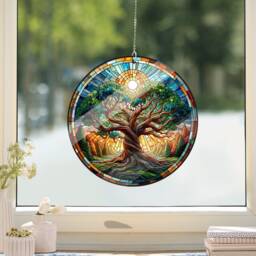 Tree Of Life Faux Stained Glass Acrylic Window Hanging - thumbnail 1