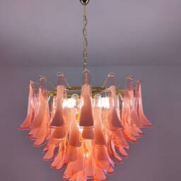 Murano Glass Petal Chandelier in Pink & Clear Color - thumbnail 2