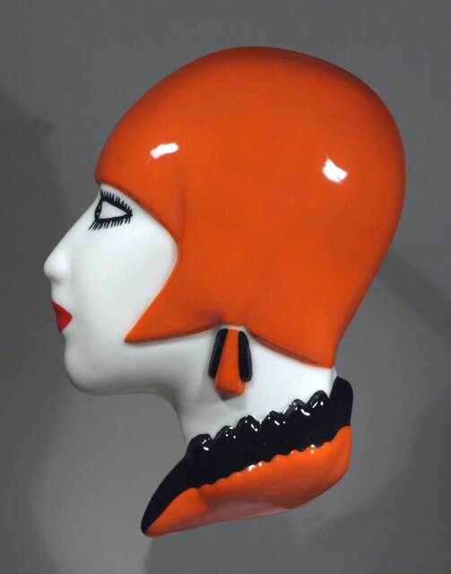 Echo Of Deco British Art Pottery Inspired Flapper Girl Wall Mask Ornament - image 1