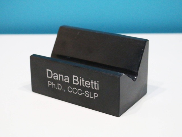 Personalized Black Marble Business Card Holder - Laser Engraved - image 1