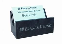 Personalized Black Marble Business Card Holder - Laser Engraved - thumbnail 2