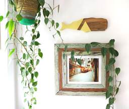 Whale Home Decor, Olive Yellow Geometric, Stained Wooden Silhouette, Minimal Scandinavian Wall Art, Boho, Nautical, Gift W1724 Modern - thumbnail 1