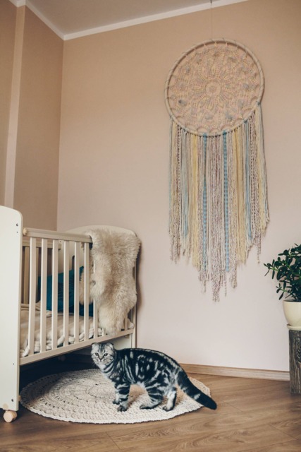 Large Dream Catcher Wall Hanging, Crochet Boho Nursery Decor - image 1