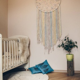 Large Dream Catcher Wall Hanging, Crochet Boho Nursery Decor - thumbnail 2