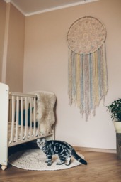 Large Dream Catcher Wall Hanging, Crochet Boho Nursery Decor - thumbnail 1