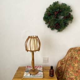 Mid-Century Modern Rattan Table Lamp, Palo Pencil Reed Shade - thumbnail 2