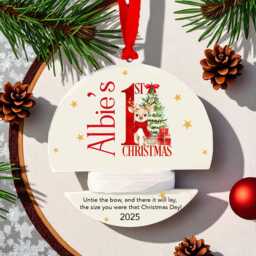 Personalised Ribbon Height Christmas Tree Decoration, Ornament, Child Baby Height, Ribbon, 1st Christmas, Bauble, New Keepsake, Gift - thumbnail 1