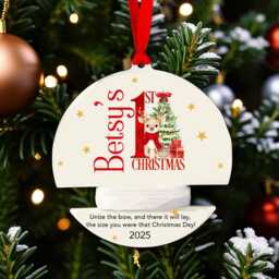 Personalised Ribbon Height Christmas Tree Decoration, Ornament, Child Baby Height, Ribbon, 1st Christmas, Bauble, New Keepsake, Gift - thumbnail 2