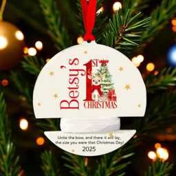 Personalised Ribbon Height Christmas Tree Decoration, Ornament, Child Baby Height, Ribbon, 1st Christmas, Bauble, New Keepsake, Gift - thumbnail 3