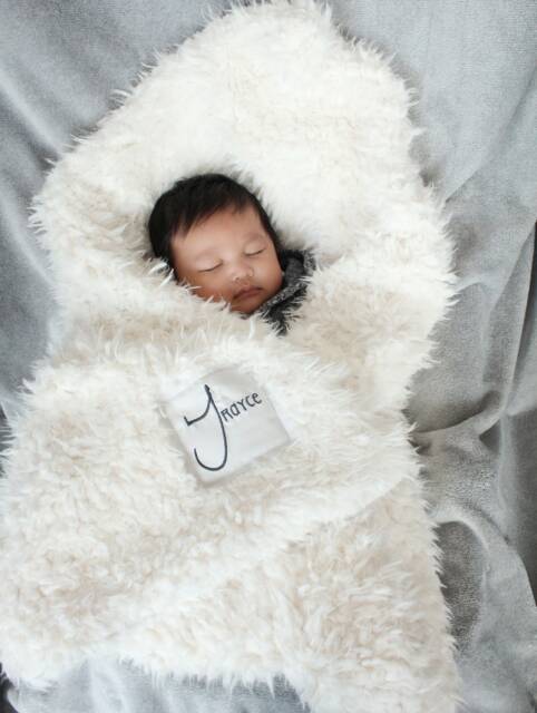 Faux Fur Baby Blanket Lovey Personalized Name Double Sided Llama Fur Gift Rose Ivory Grey Newborn Plush Photo Prop Toddler - image 1