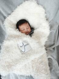Faux Fur Baby Blanket Lovey Personalized Name Double Sided Llama Fur Gift Rose Ivory Grey Newborn Plush Photo Prop Toddler - thumbnail 1