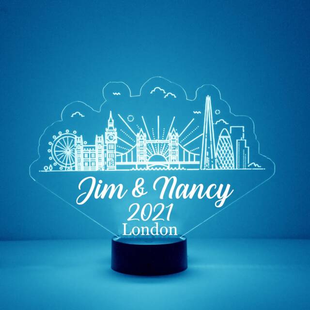 Light Up London Skyline, Custom Engraved Night Light, Personalized Free, 16 Color Options With Remote Control - image 1