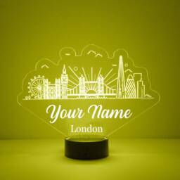 Light Up London Skyline, Custom Engraved Night Light, Personalized Free, 16 Color Options With Remote Control - thumbnail 4