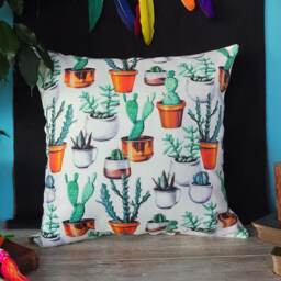 Cactus Watercolor Pillow Cover, Bohemian Decor - thumbnail 3