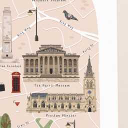 Preston Map, Illustrated Map Of Preston, Print, Art, Travel, Poster, Gift, University Lancashire - thumbnail 3