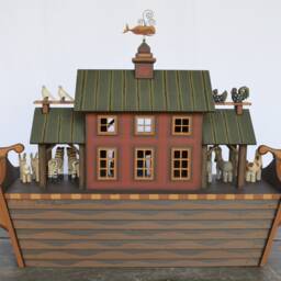 Handmade Wooden Noah's Ark, Hand Carved Wooden Animals - thumbnail 2