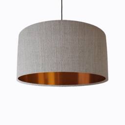 Feather Grey Lampshade in Linen With Copper Lining - thumbnail 1
