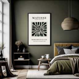 Matisse Inspired Print Black & Sage Green Abstract Art - thumbnail 3