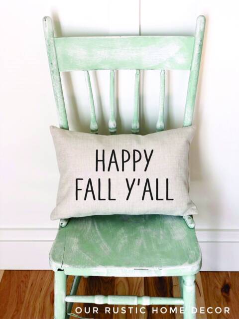Happy Fall Y'all Linen Pillow Cover Farmhouse Autumn Decor - image 1
