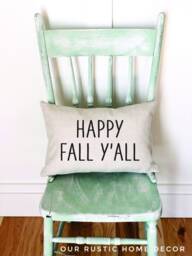 Happy Fall Y'all Linen Pillow Cover Farmhouse Autumn Decor - thumbnail 1